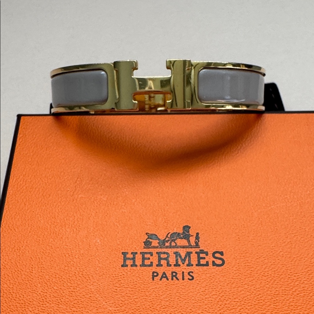 Hermès Gold and Gray H Clic Bracelet